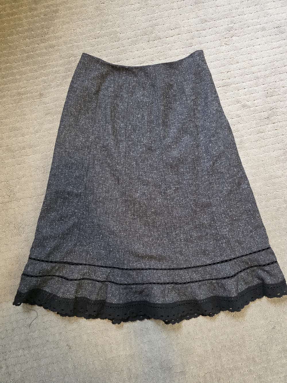 East 5th Gray A-Line Skirt with Black Eyelet Hem